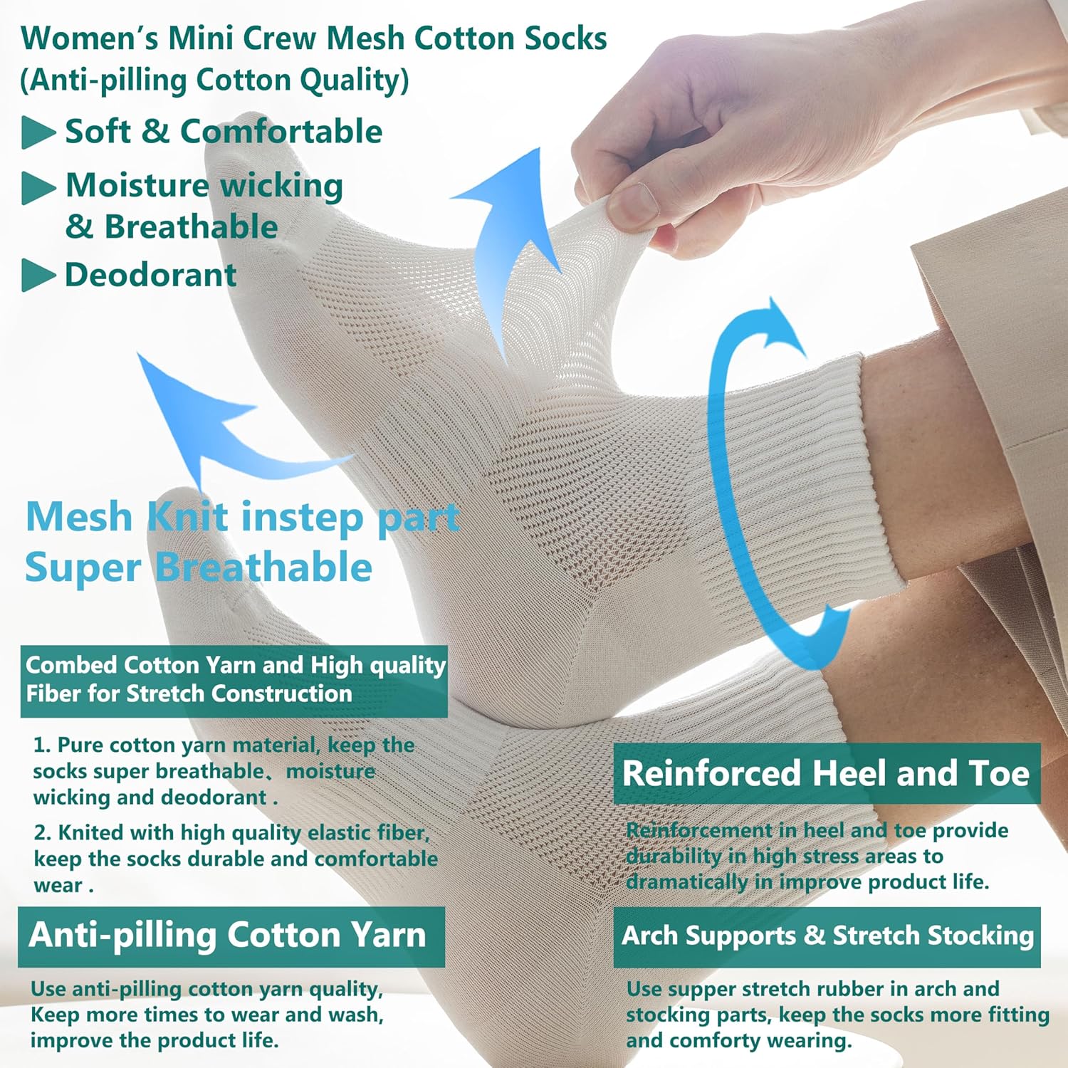 MAGIARTE Womens Mini Crew Ankle Socks Athletic Casual Cotton Socks for Women - Image 5