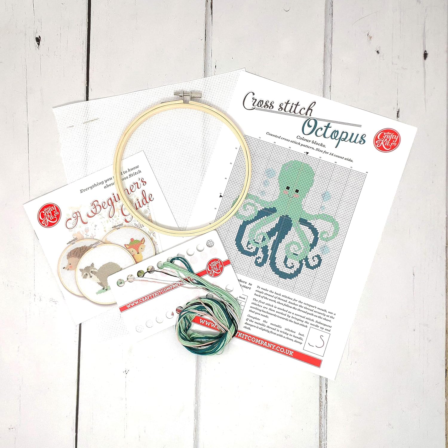 The Crafty Kit Company Green Octopus DIY Cross Stitch Craft Kit for Birthdays and The Holidays Perfect for Kids and Adults - Image 4