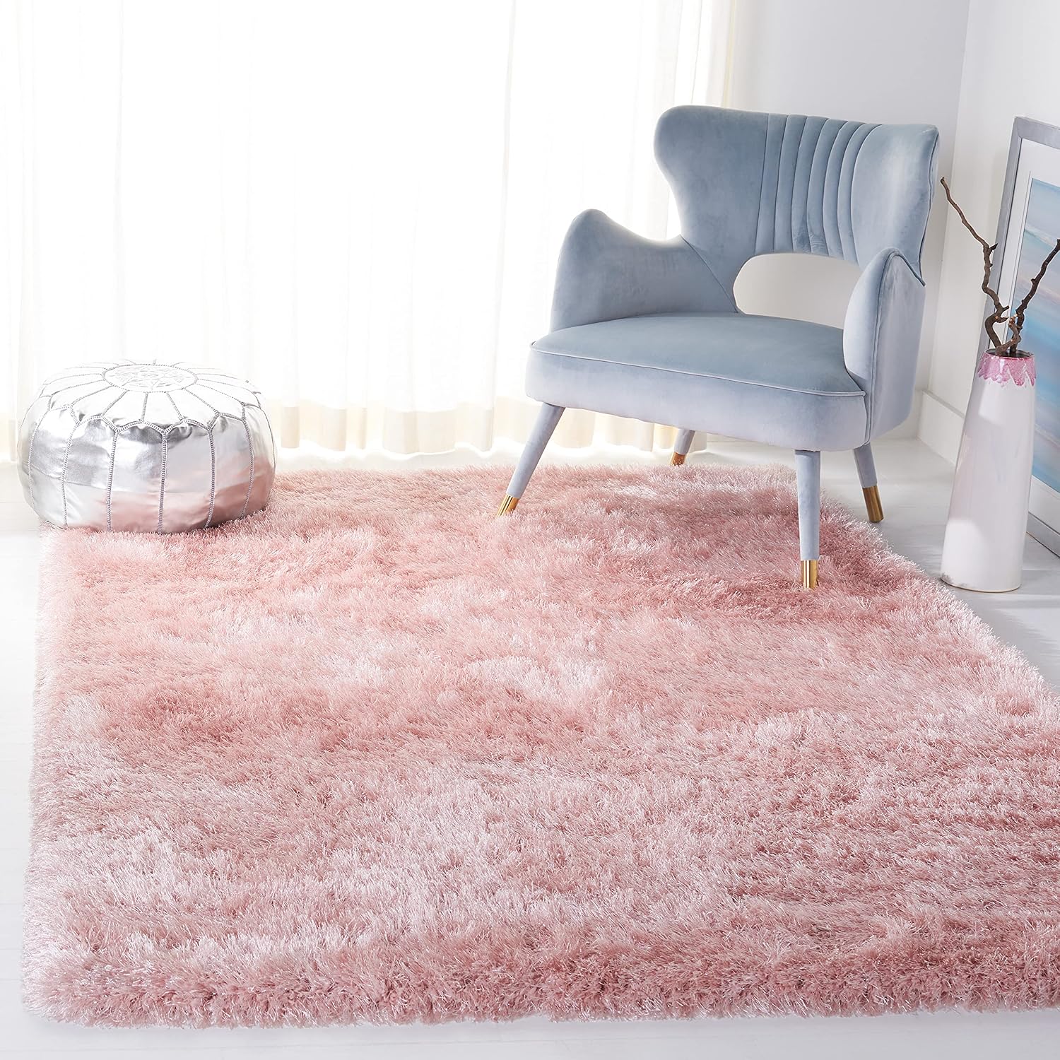 SAFAVIEH Vegas Shag Collection Runner Rug - 2'2" x 8', Ivory, Solid Design, Non-Shedding & Easy Care, 3.15-inch Thick Ideal for High Traffic Areas in Living Room, Bedroom (VGS868A)