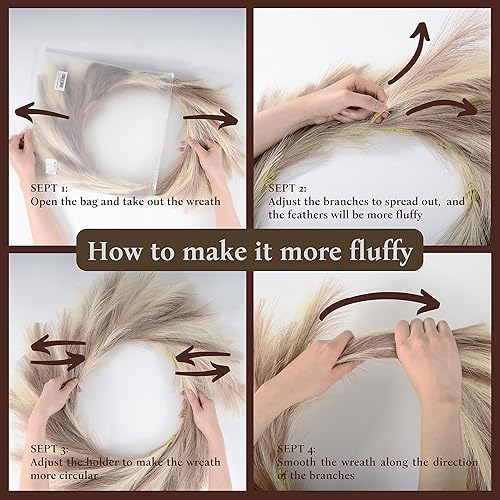 Miniatura 4 de Perfnique Corona de hierba de las pampas, corona de pampa sintética de 25 pulgadas para puerta delantera, corona de pampas artificial para todas las