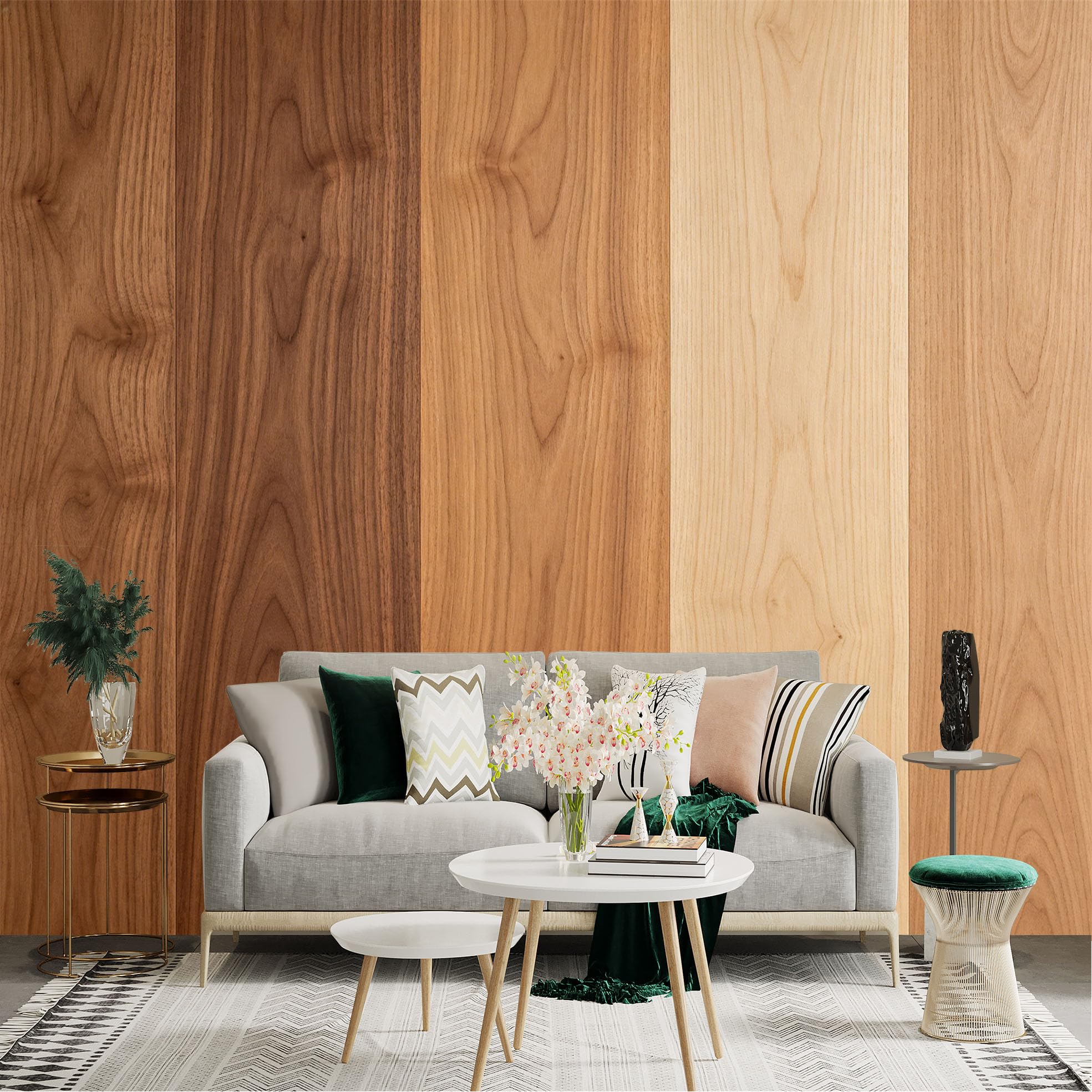 Lnzczhyre Dbh260521703 Custom Size Wall Sticker Mural， Natural Wood Grain Texture， Vertical Planks Pattern， Minimalist Timber Surface， For Wall Decoration， Peelandstick Wall Decals.