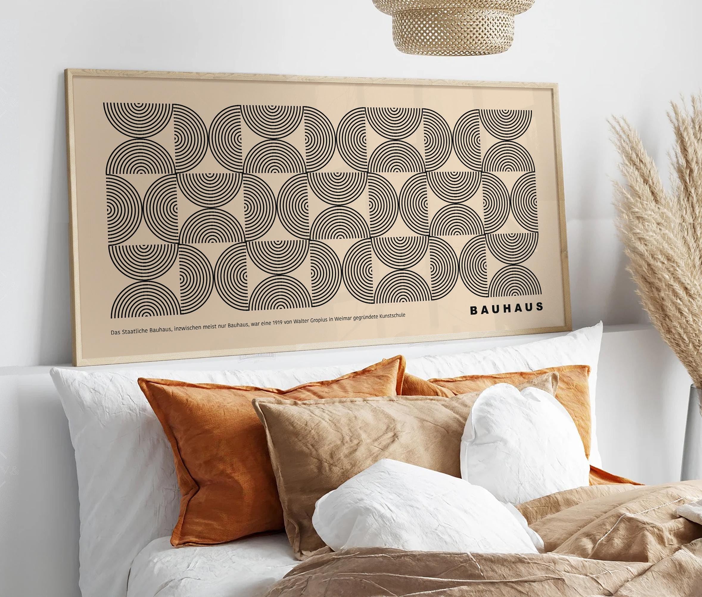 CAOXTART Mid Century Wall Art Pictures Bauhaus Poster: Retro Geometric Painting, Horizontal Wall Decor Prints(65x130cm/Frameless)