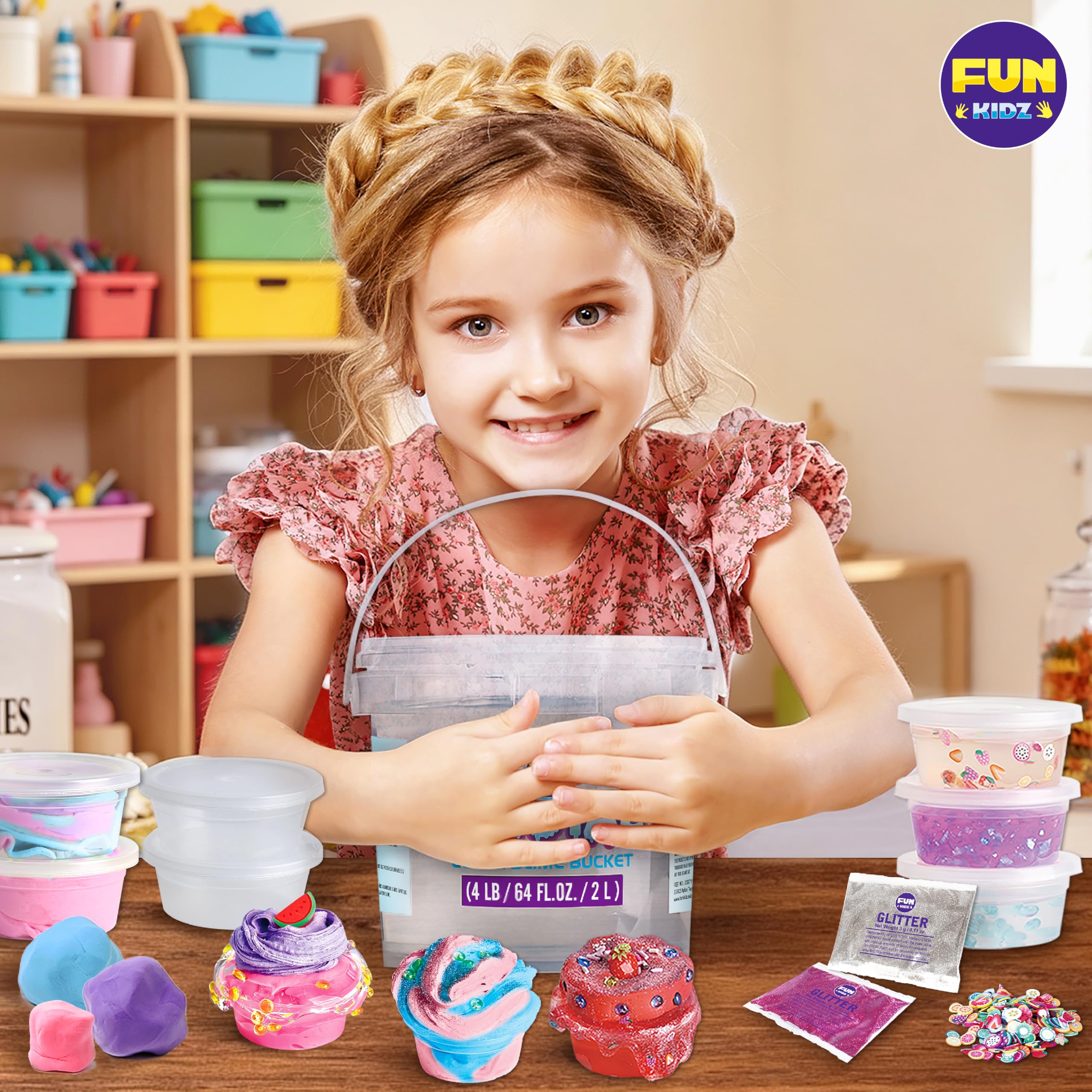 Amazon.co.jp: FunKidz 4ポンド 巨大なガラス製 クリアスライム バケツ