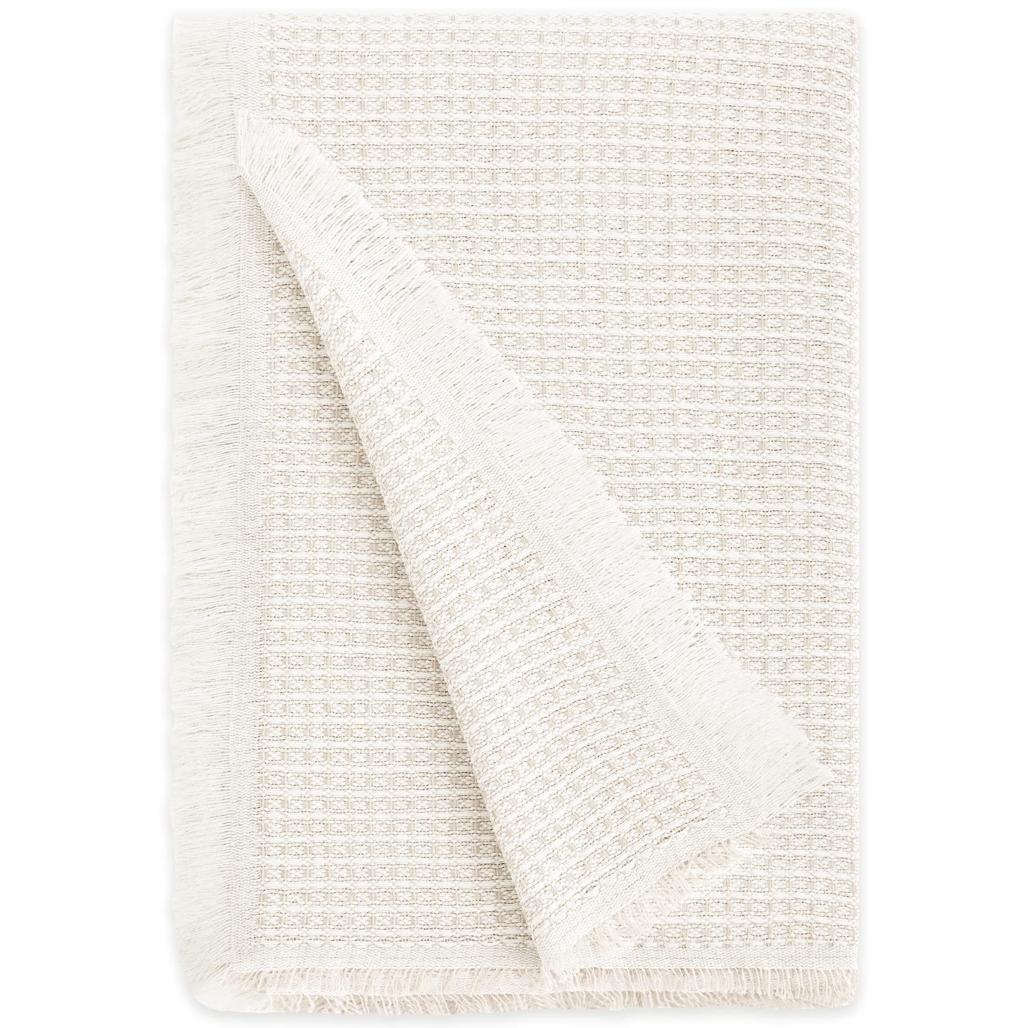 Vipalia - Fundas para Sofa. Mantas para Cama. Plaid Multiusos para Sofa o Cama. Cubre Pequeño Sillon Sofas Chaise Longue. Colcha Cama o Sofa Cama. Modelo Nido de Abeja. 230x260 cm. Color Marfil