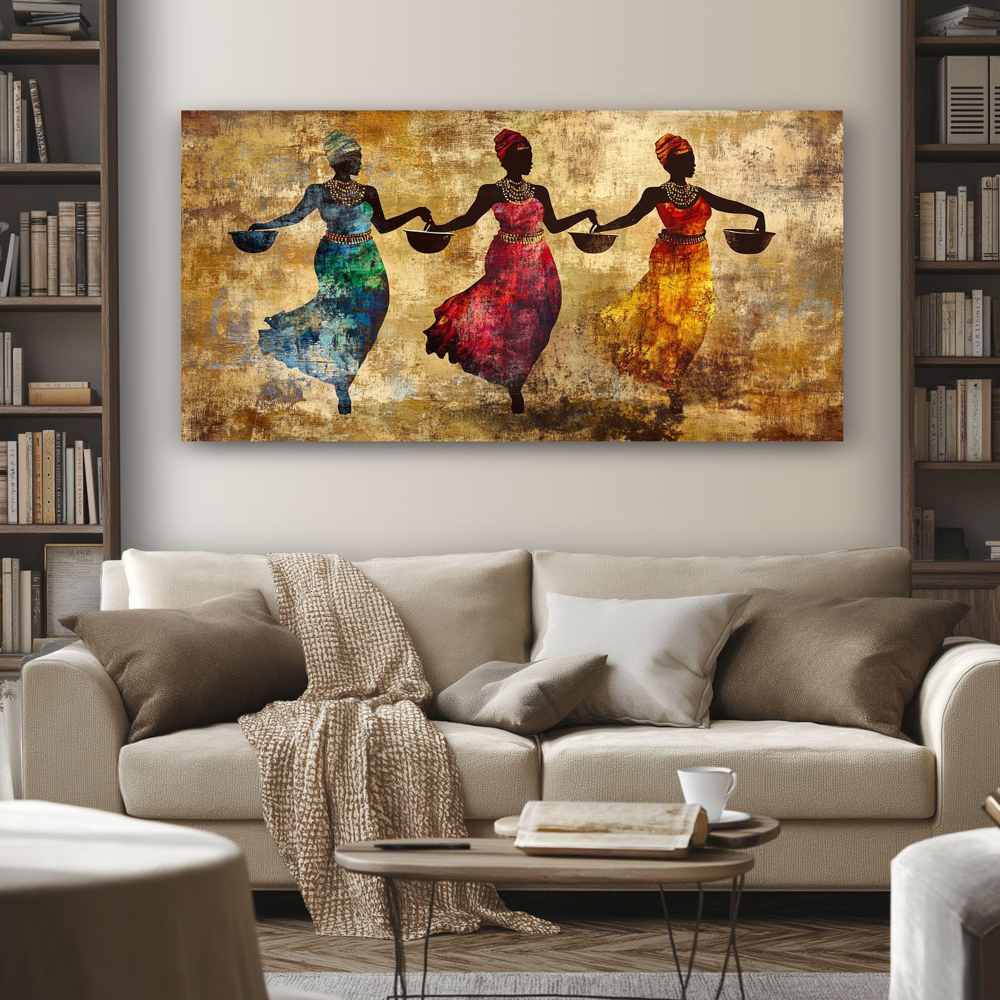 SKOEUI Grandi Quadri Moderni Soggiorno Africano Etnico Quadro con Cornice | Donna Figurativa 1 Pezzo 60x120 cm Stampa su Tela Decorazione da Parete per Salotto, Camera da letto, Cucina