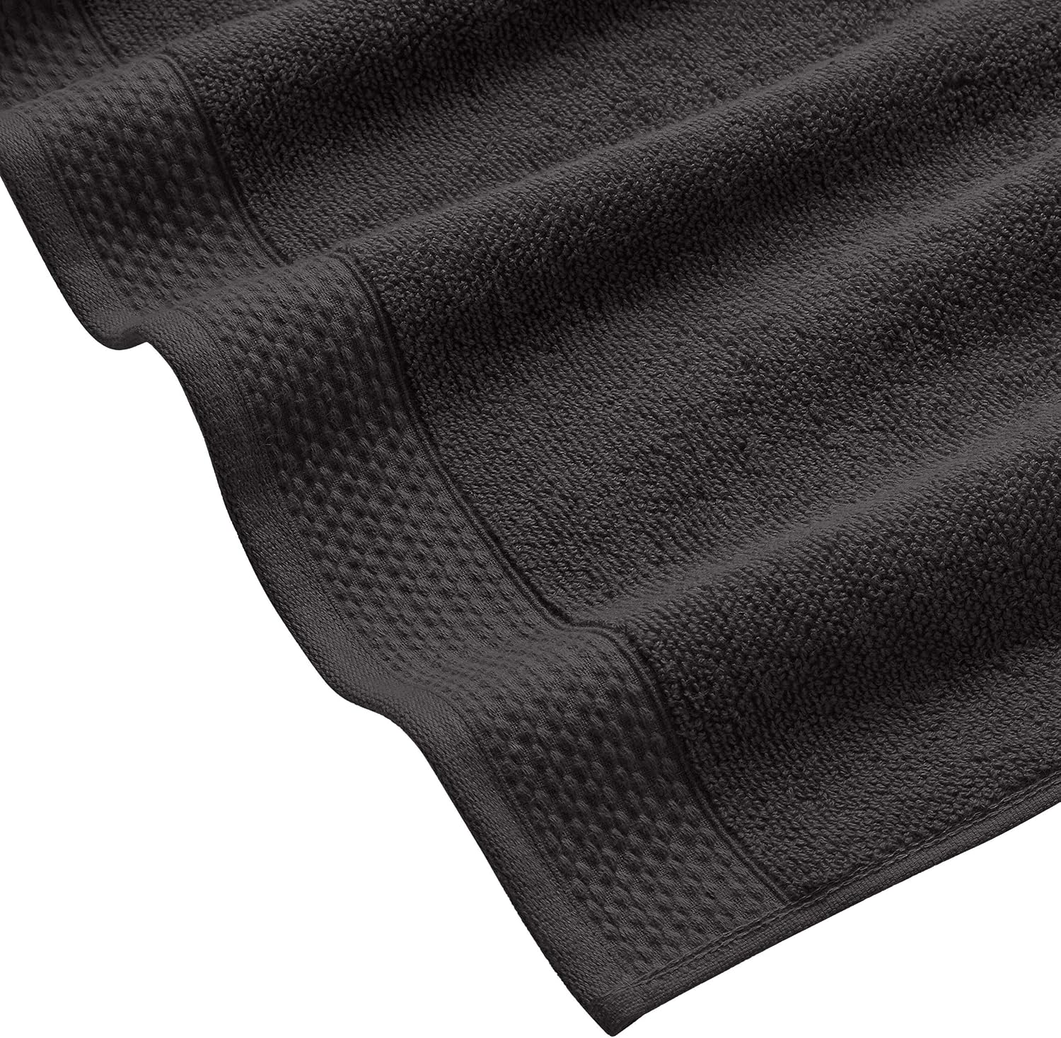 Amazon Brand – Rivet Popcorn Texture Organic Cotton Bath Towel Set, Set of 3, Graphite
