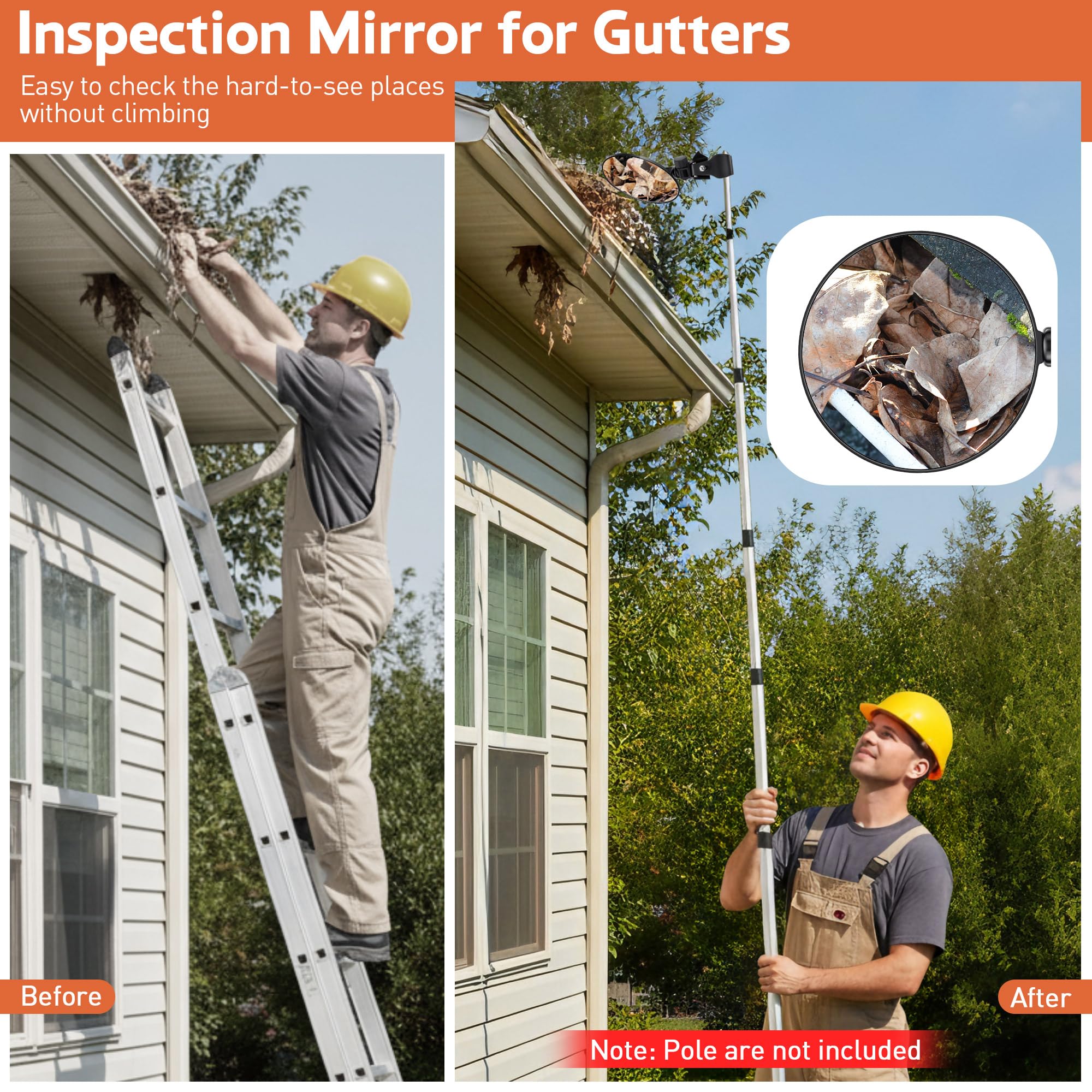 Large Inspection Mirror - Roof & Gutter View -4 Large Inspection Mirror - Roof & Gutter View -4