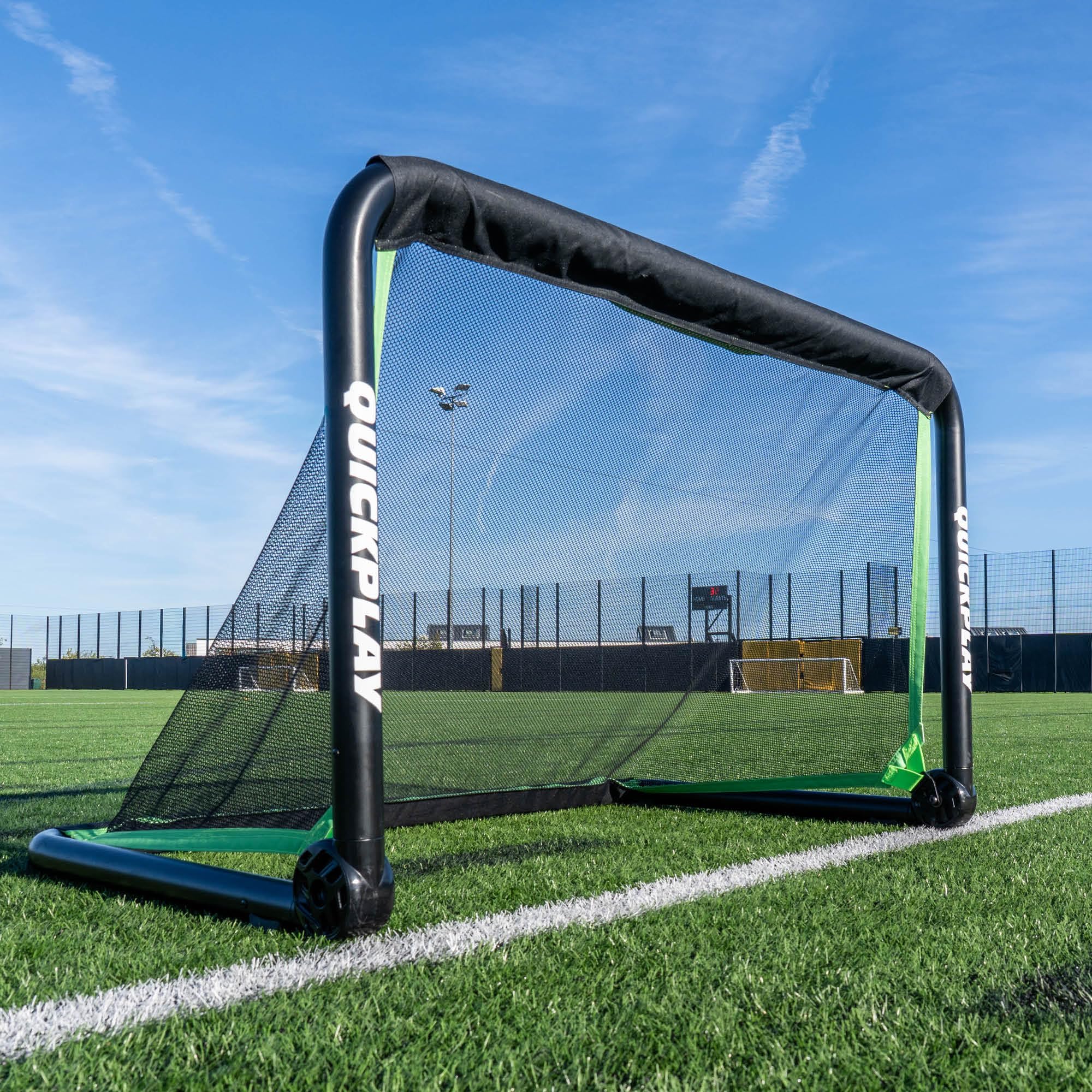 QuickPlay Rhino 4 x 2.5 Portable Football Goal - 1 Second Setup Folding Aluminium Mini Football Goal for U7 3v3 Football, Coaching, Team Training & Small-Sided Games