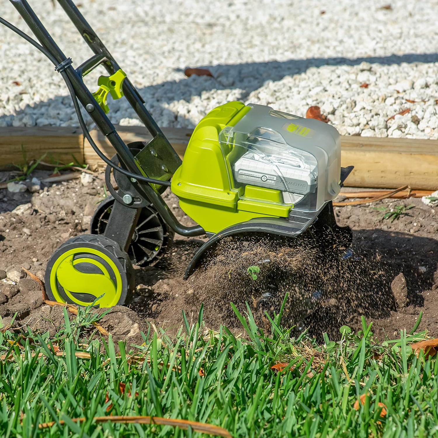 Sun Joe 24V-X2-TLR14 48-Volt iON+ Cordless Garden Tiller/Cultivator Kit | W/ 2 x 2.0-Ah Batteries and Charger : Patio, Lawn & Garden