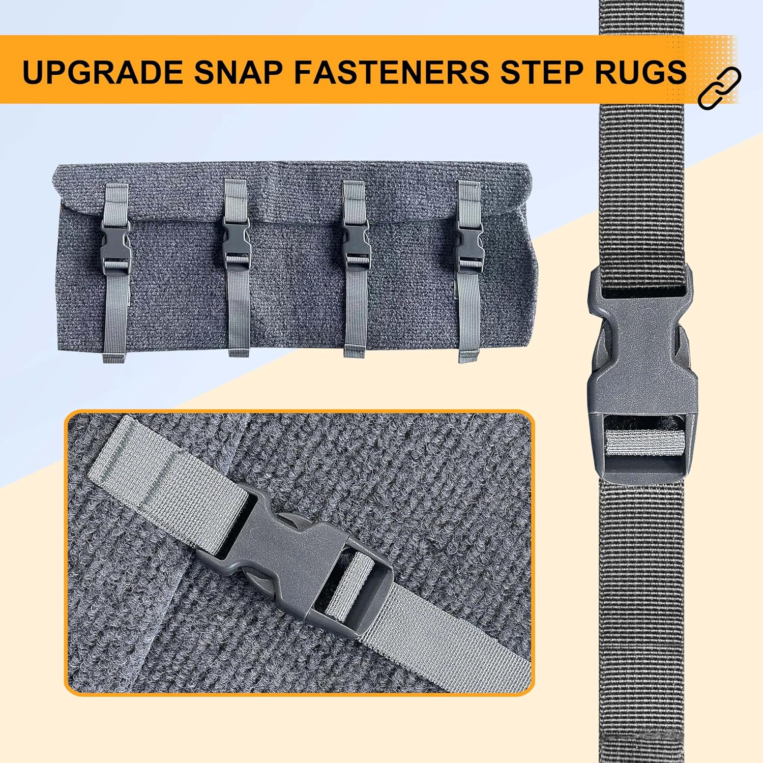 CircleRoad Upgraded RV Step Covers 22 Inch 3 Pack with Buckle, RV Stair Covers Wrap, Best Fits 8-11" Deep Camper Stairs, RV Step Rugs Gray, Kid & Pet Friendly