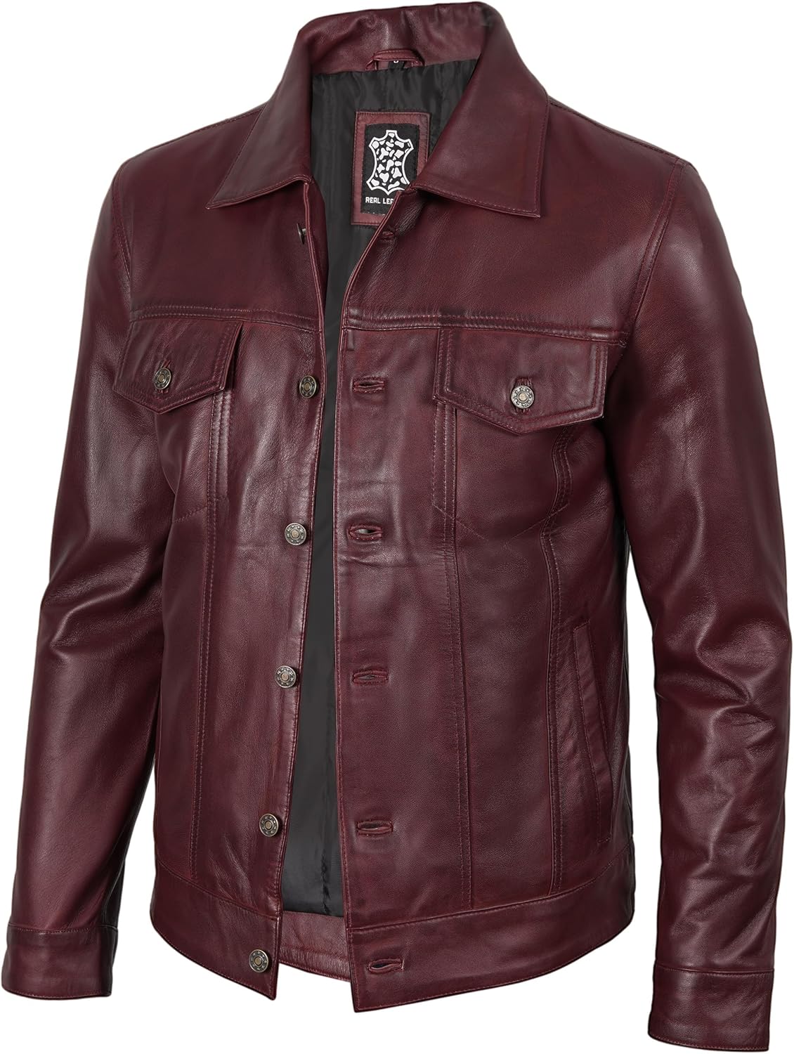 Blingsoul Premium Vintage Leather Jacket Men - Real Lambskin Trucker Mens Leather Jackets