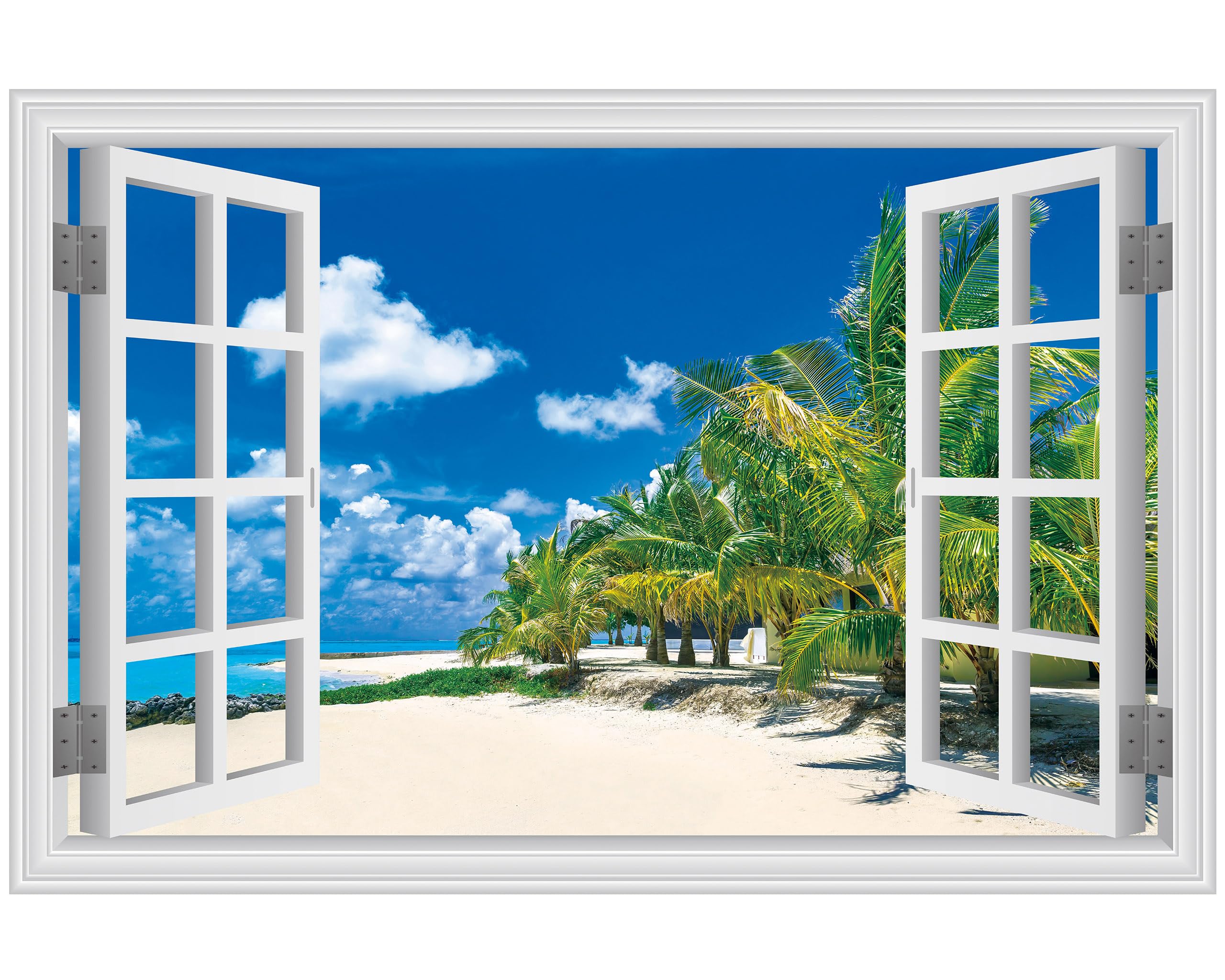 FLFK Fake Window Wall Sticker - Landscape Faux Window Wall Mural for Wall Decor, Stick and Peel Wall Decals,48"x32",Set of 2 Sheets — view 29