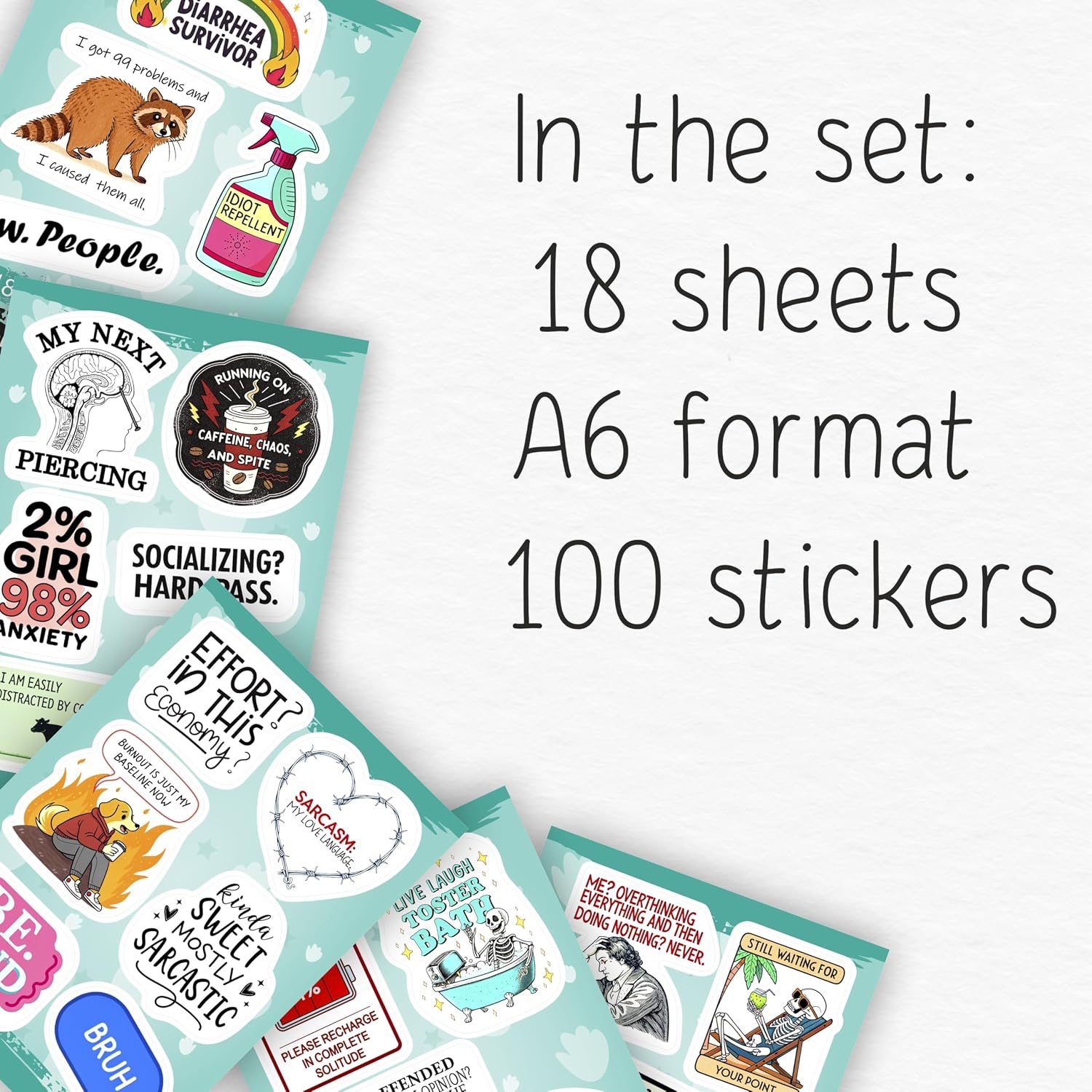 100Pcs Sarcastic Stickers for Adults - Funny Inappropriate Snarky Stickers, Sassy Unhinged Mean Silly Decals for Water Botttle, Laptop - Gag Gifts for Women & Men image 2
