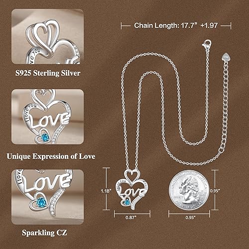 Miniatura 5 de Collar con colgante de corazón para mujer, regalo para novia, esposa, regalo de cumpleaños para esposa, mamá, ella, mujer, joyería con la frase "I