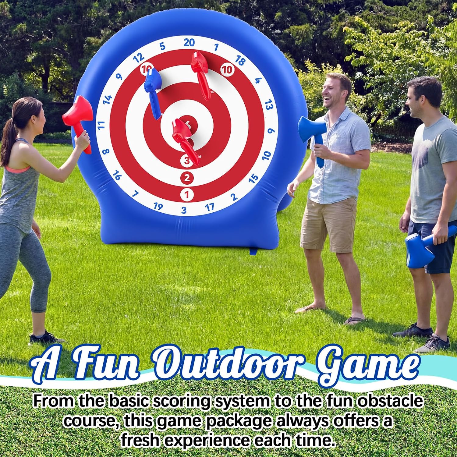 6ft Giant Inflatable Axe Darts with 15+ Game, 22 Pcs Axe Throwing Game Set with Air Pump Giant Outdoor Games for Backyard Yard Adults Family Party