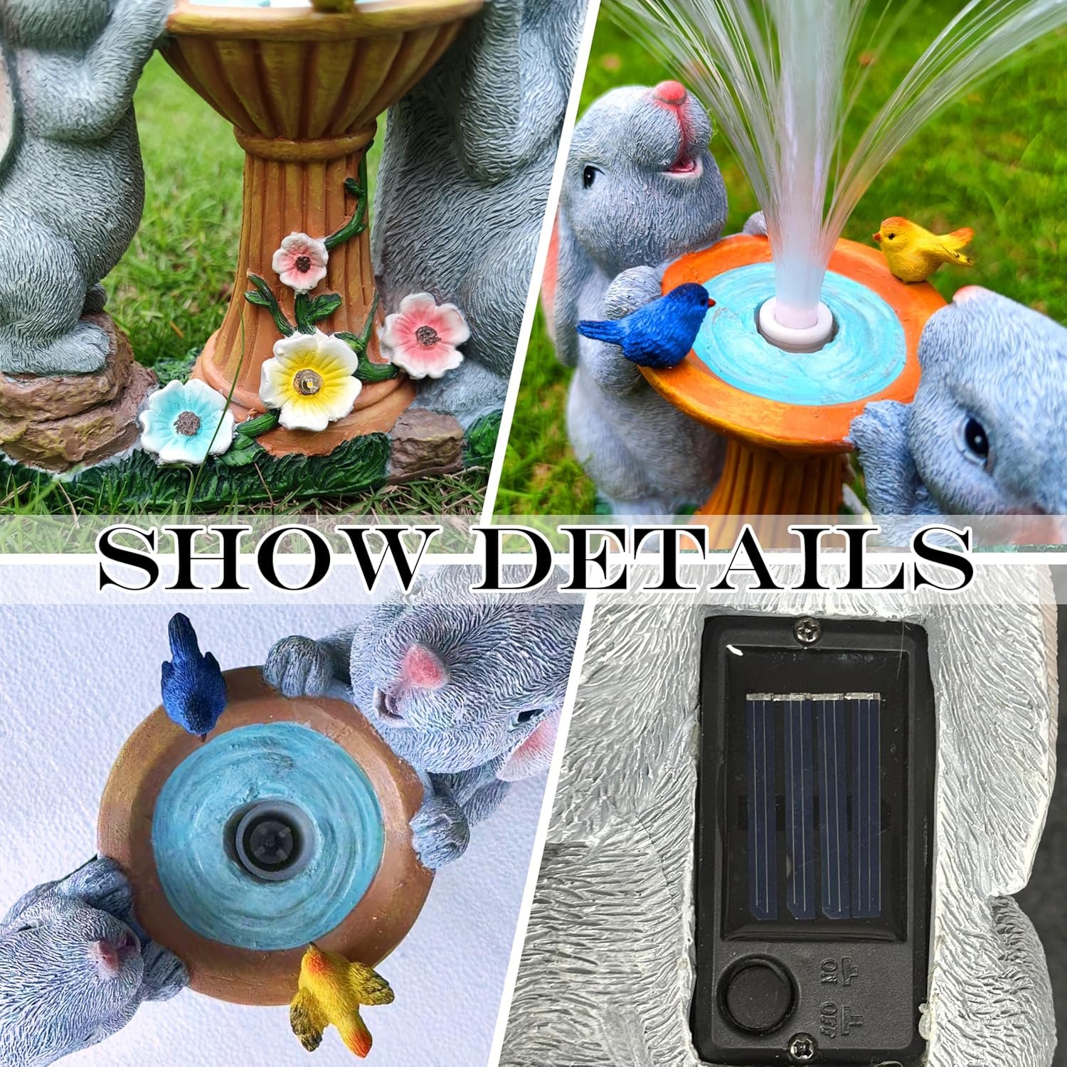 Solar Rabbit Garden Statues,LED Lights Outdoor with 7 Multi-Color Changing Modes Solar Garden Decor Yard Lights Outside Patio Lawn, Gifts for Mom Grandma Women Birthday - Image 7