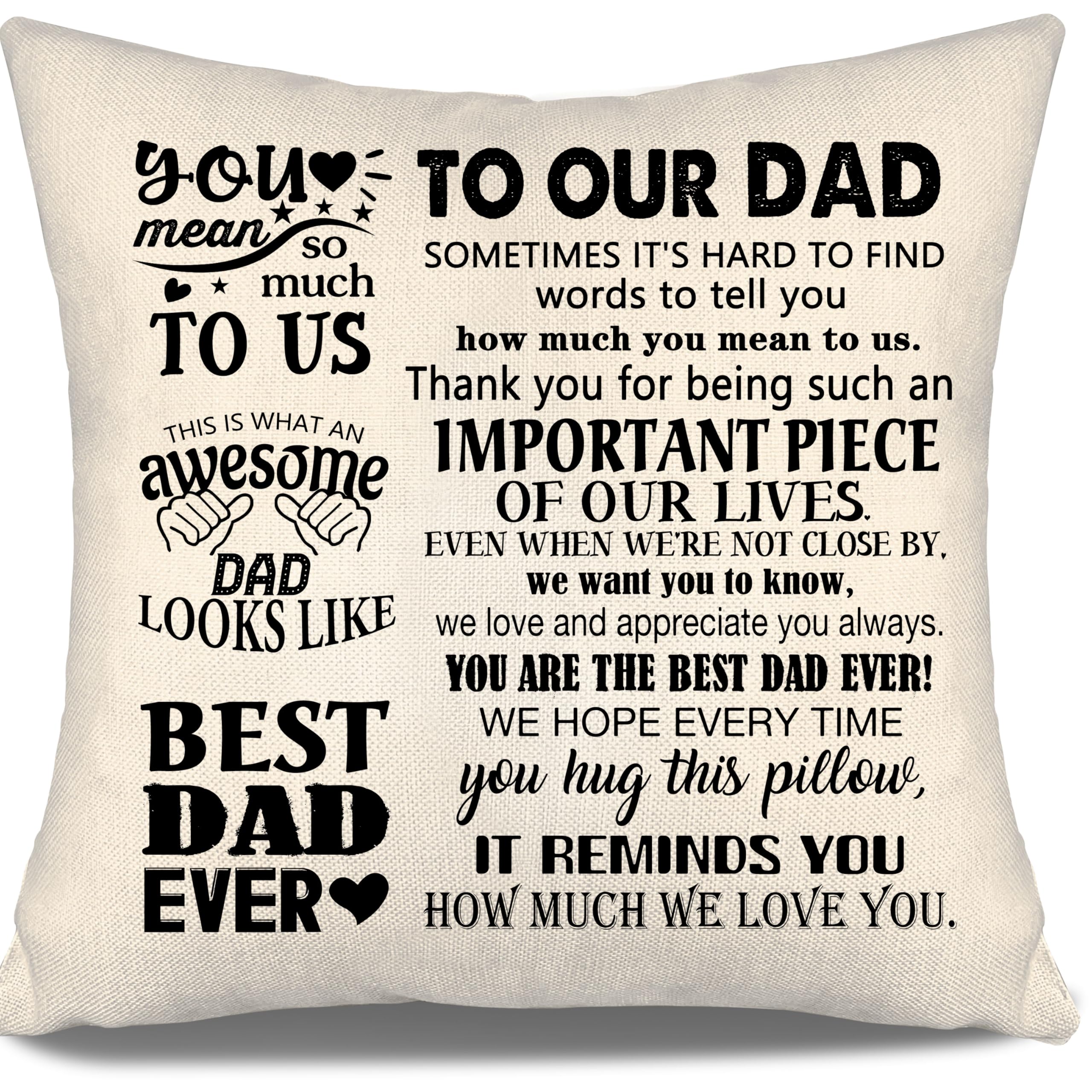 Aosumin To Our Dad Cushion Cover from Kids Children Daughter Son Father Birthday Gift Father's Day Father's Day Cushion Cover Daddy Present Ideas (our dad)