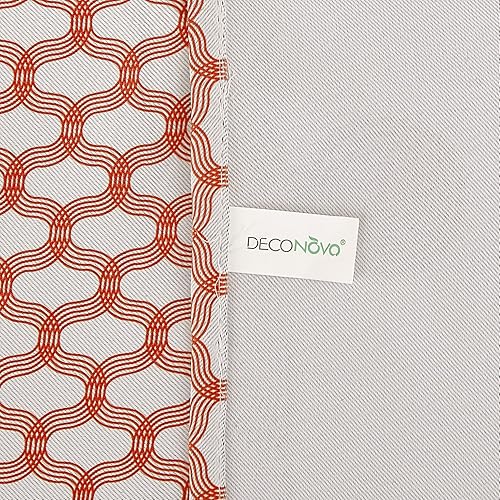 Miniatura 8 de Deconovo Mix & Match - Cortinas con estampado marroquí rojo para oscurecer la habitación, encaje de tul blanco con ojales en la parte superior,