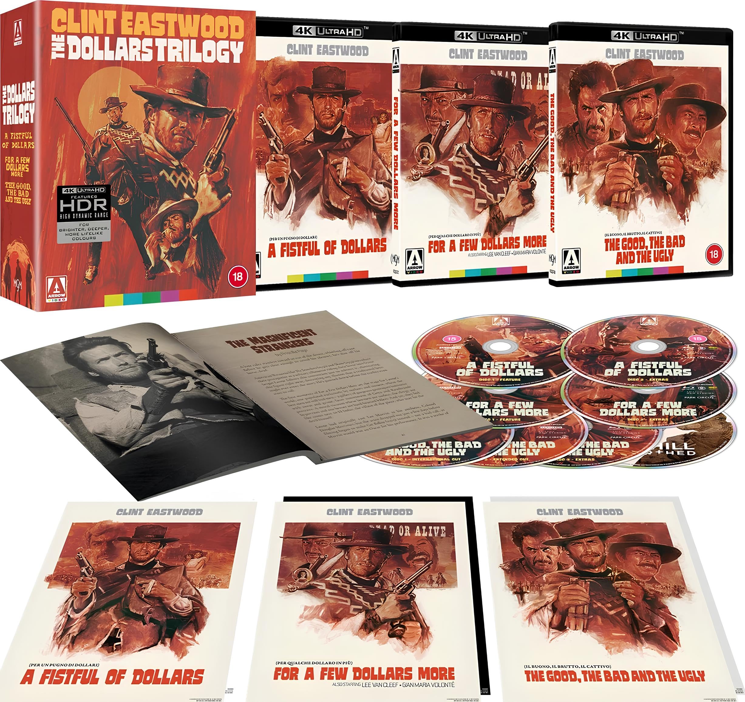 Clint Eastwood: The Dollars Trilogy – A Fistful of Dollars / For a Few Dollars More / The Good, the Bad and the Ugly (Special Edition, Reversible Cover, 8-Disc Set) [4K UHD + Blu-ray] [Region Free]
