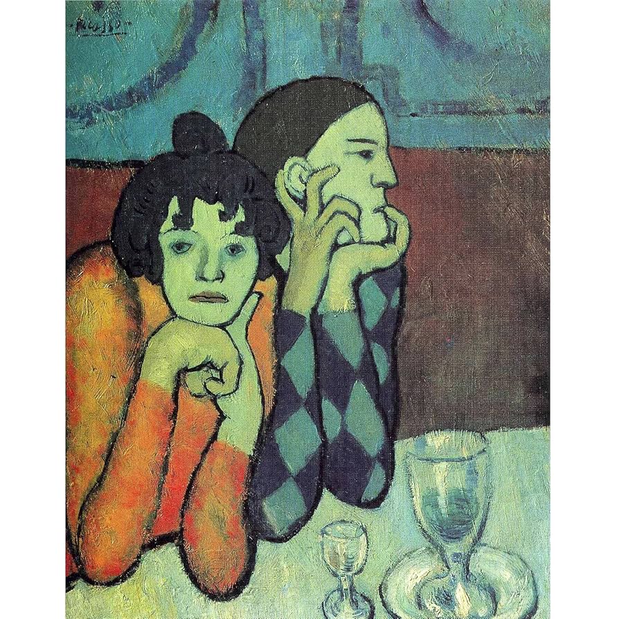 2024年100人100点絵画入賞 Piero Hearts 恋するふたり Amazon.co.jp: ピカソ ポスター 「二人の曲芸師(ハーレクインと