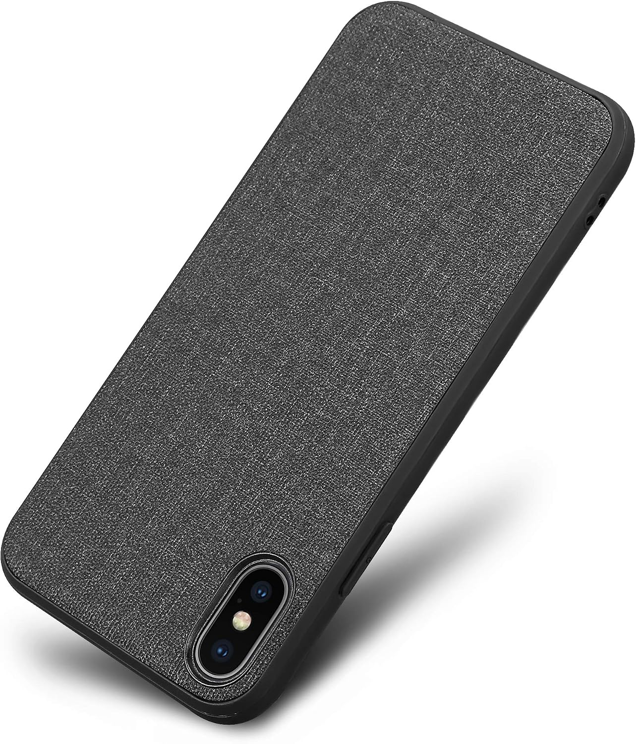 Kit Me Out World Fabric Series Case Designed for iPhone Xs, Transparent Hard (PC) and Fabric Back Covered in Cloth and Black TPU Bumper Protection Shockproof Case Cover (Black)