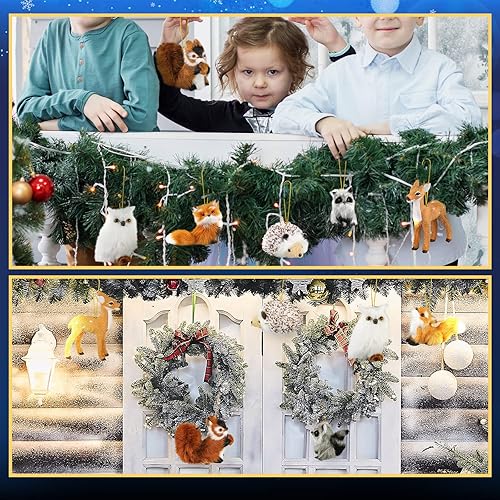 Miniatura 6 de 6 adornos colgantes de Navidad con diseño de búho, lindo zorro de Navidad, adorno de animal de peluche, decoración de árbol de Navidad para