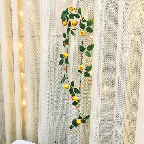 Guirnalda de plantas de espuma artificial de granada para colgar, hojas de seda, bayas sintéticas, flores de rosa mosqueta, corona para decoración