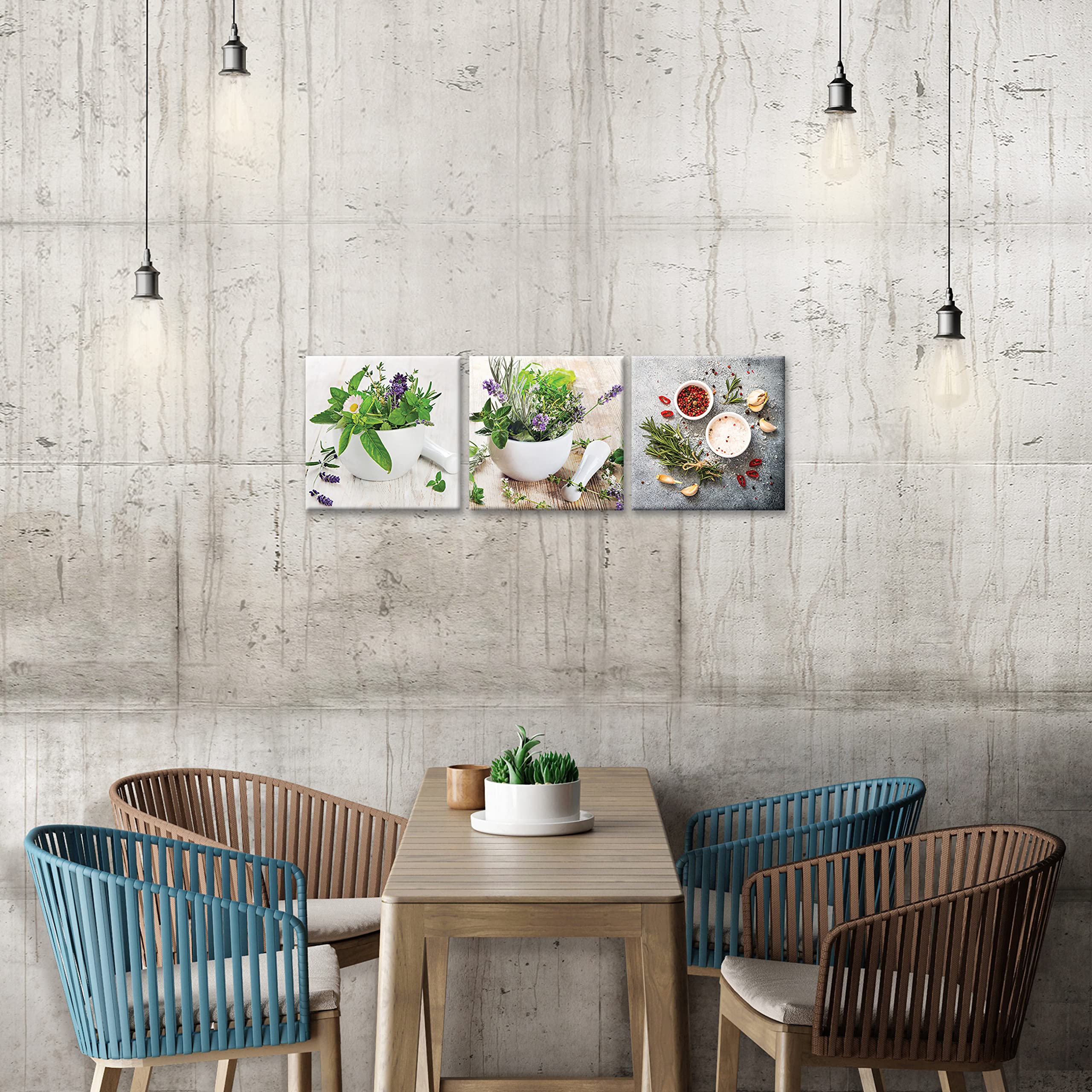Quadro Tela 3 Pezzi Erbe Aromatiche - Decorazione Moderna Per Cucina, Pronto Da Appendere (80x55 Cm) - Foto 5