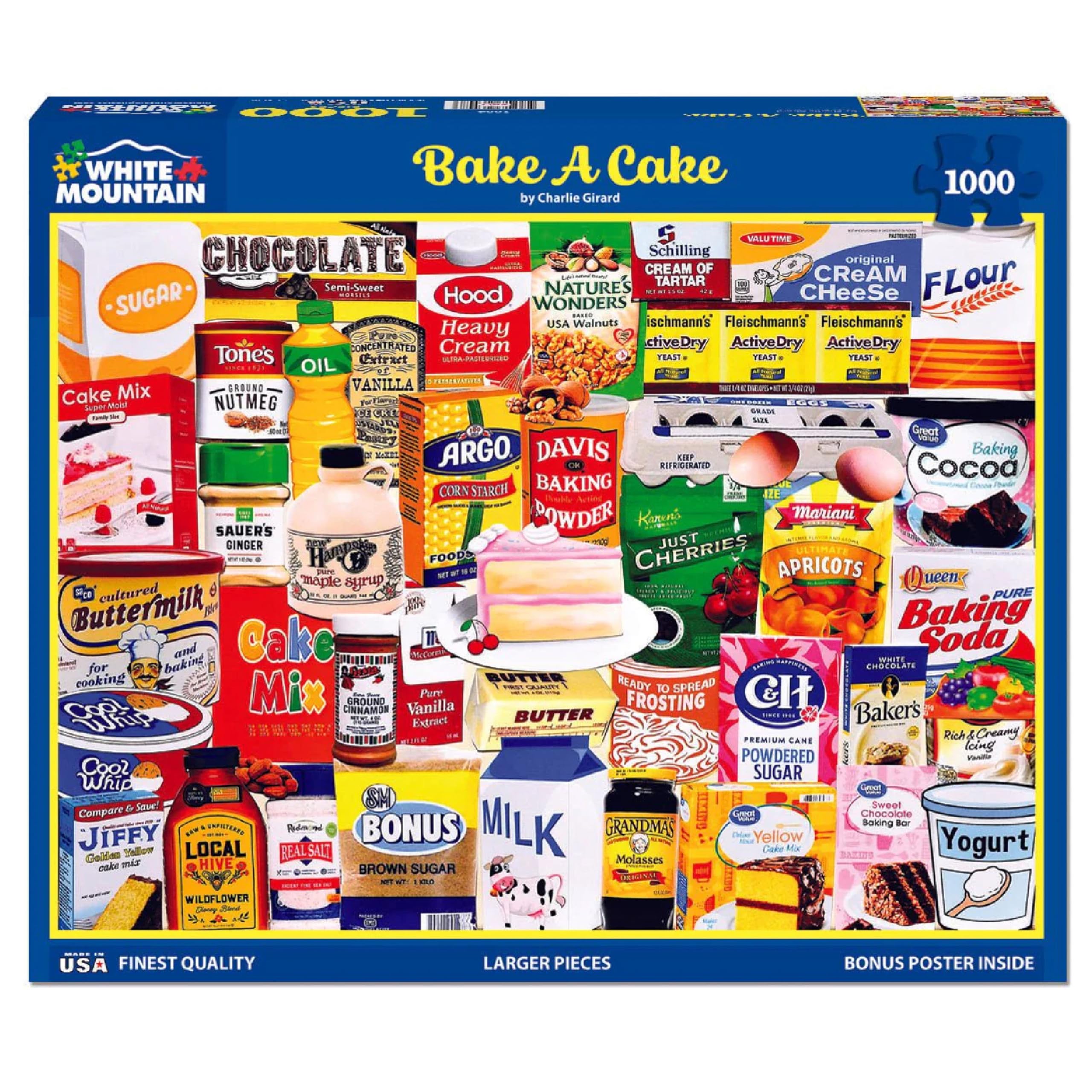 1000 Piece Jigsaw Puzzle Nostalgic Baking, Bake a Cake | Large Pieces, Gift for Adults and Family, 24"x30" in, Collage