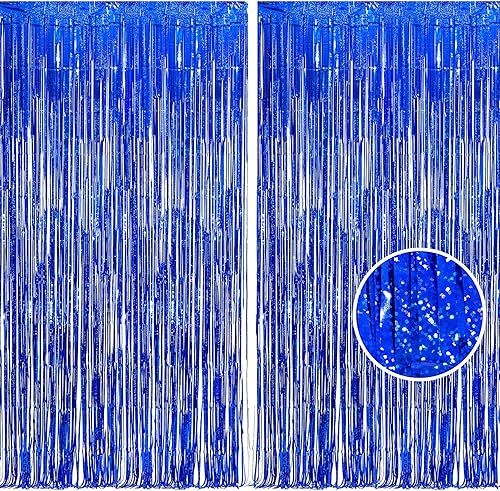 Miniatura 43 de BRAVESHINE Cortinas de fondo de fotos de oropel – Paquete de 2 cortinas de flecos de papel de aluminio negro y naranja de 3.2 x 8.2 pies para