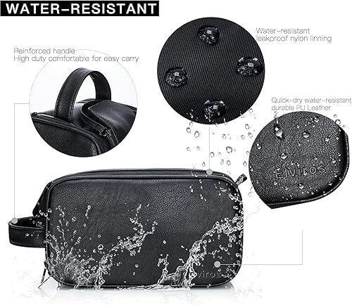 Miniatura 2 de Elviros - Bolsa de aseo de viaje para hombre, gran kit de afeitado Dopp resistente al agua, organizador de artículos de baño, bolsas cosméticas de