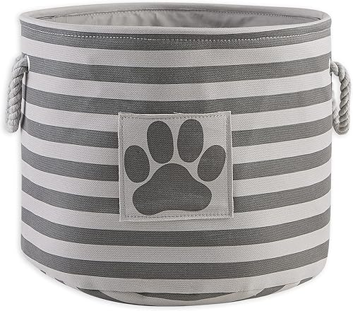 Bone Dry - Colección de almacenamiento para mascotas, canasta a rayas con parche de huella de pata