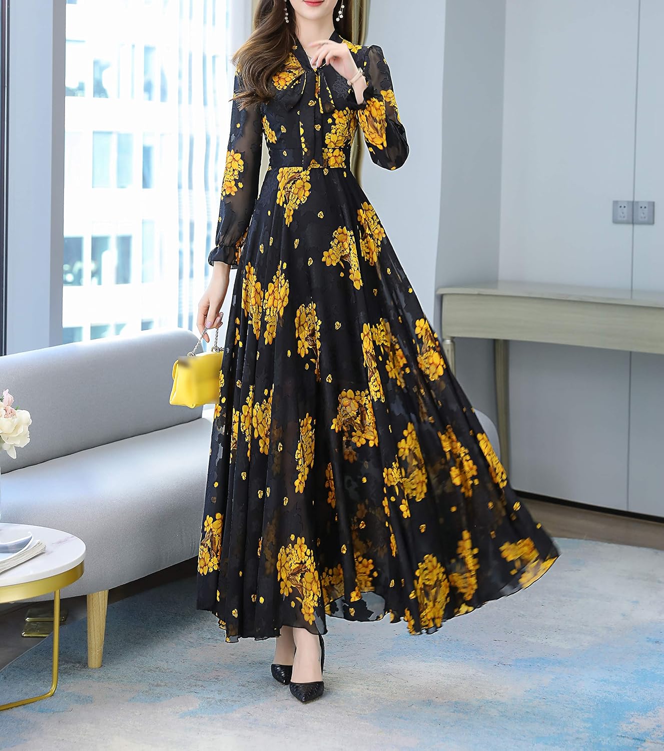 Floral Vestidos De Fiesta Usa Vestido Maxi De Fiesta Holgado Con