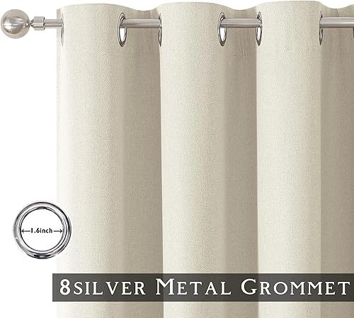 Miniatura 3 de ChrisDowa Cortinas 100% opacas de abedul liso de 96 pulgadas de largo, 2 paneles para dormitorio, sala de estar, oscurecimiento de la habitación de