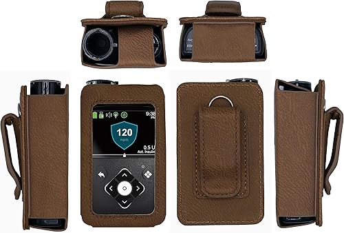 Funda de cuero ajustable con protector de pantalla para bomba de insulina mínima Medtronic (Mínimed 630G  640G  650G  670G  770G  780G) (Mínimo 630G