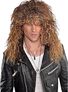 AMSCAN Brown Glam Rocker Wig Halloween Costume Accessories, One Size