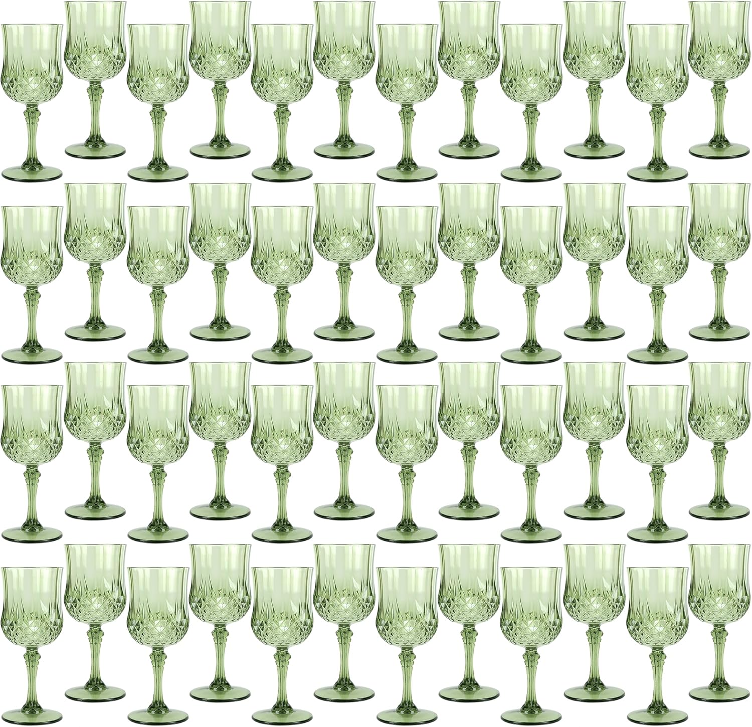 Plastic Wine Glasses?Plastic Goblets Vintage Style Cordial Drinking Glasses for Wedding Reception, Grand Event Party Supplies (48, New Green) New Green 48