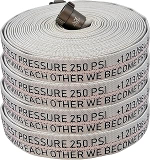 BMF XL.01 Fire Hose 75 ft x 1.5 in | Heavy Duty Single Jacket Hose | High Pressure 600 PSI tested/ 900 PSI Burst | NH/NST Aluminum Couplings for Wildfire Protection - 4 Pack