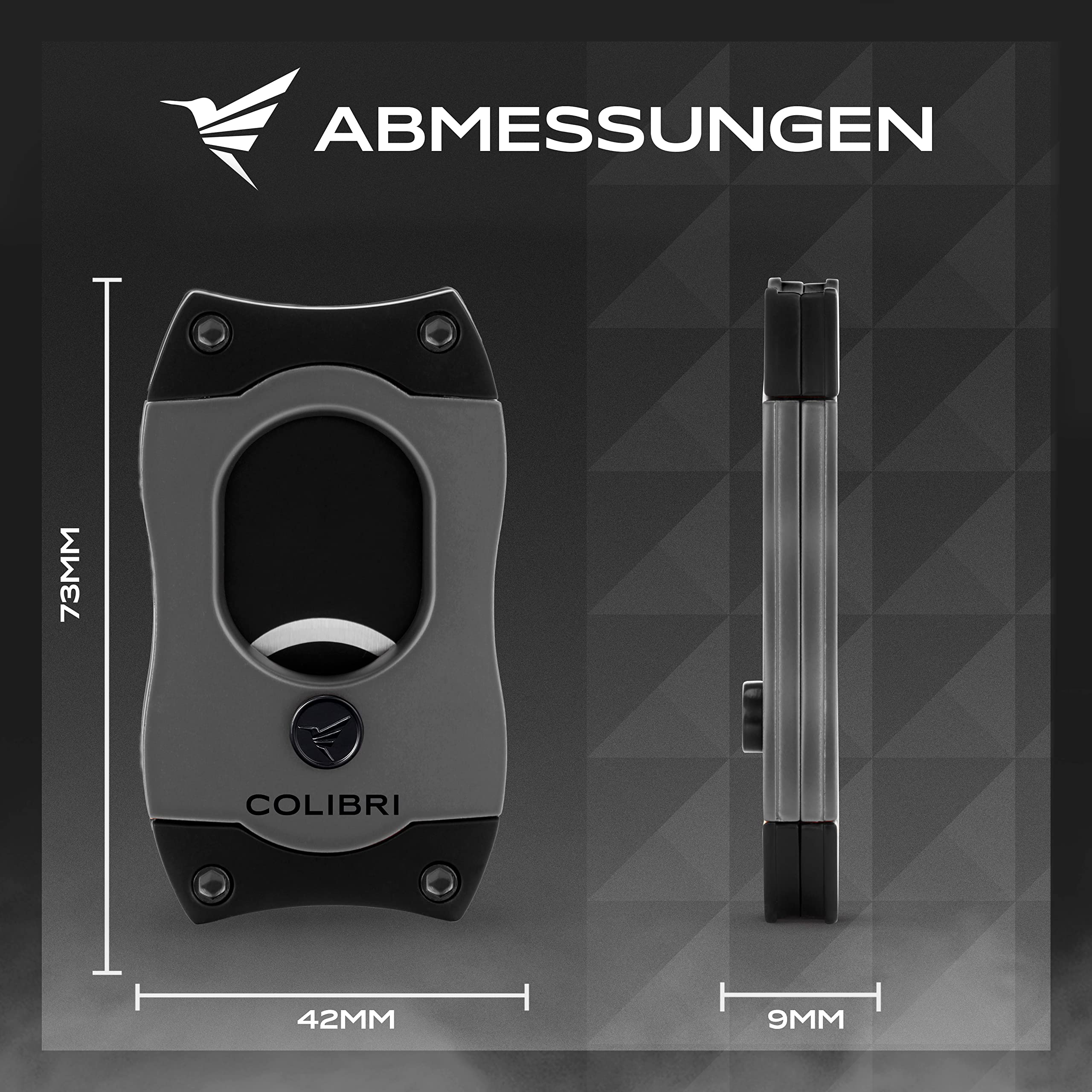 Colibri S-Cut Zigarrenschneider - Klassischer Gerader Schnitt - Bis zu 66 Ringmaß Zigarren - Ergonomisches Design - Antihaft-Beschichtung - Federbelasteter Auslösemechanismus - Inklusive Geschenkbox