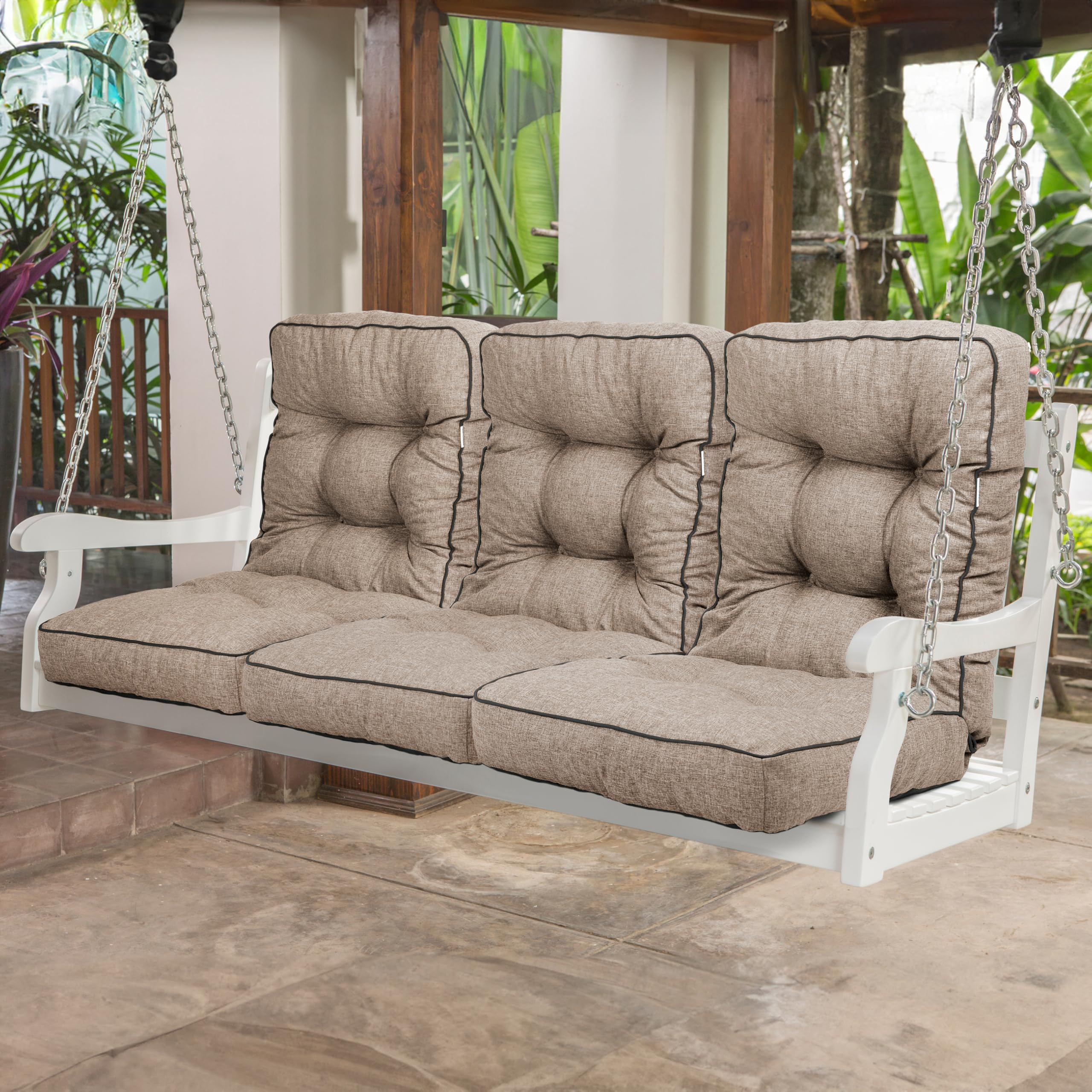 Bankauflage für Gartenmöbel, Gartenbank, Polsterauflage für Hollywoodschaukel, Auflagen für Gartenschaukelkissen, Sitzkissen, Stuhlauflage, Indoor/Outdoor - Grau - 180 cm (3 x 60 cm)