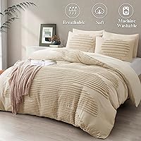 Vista 2 de BEDAZZLED Funda de edredón tamaño Queen, 5 piezas, juego de funda de edredón texturizada blanca, suave y transpirable, juego de funda de edredón