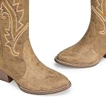 DREAM PAIRS Women's Cowboy Boots Mid Calf Cowgirl Boots Point Toe Chunky Heel Embroidery Stitched Western Boots
