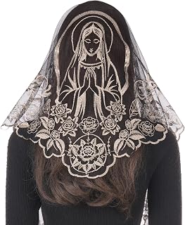 Catholic Lace Mantilla Veil for Women, Virgin Mary Camellia Triangle Chapel Head Covering