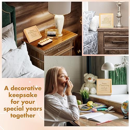 Miniatura 5 de Regalos de madera de aniversario de 4 años para él y ella - Regalos de recuerdo de 4 aniversario para marido y esposa, regalo de feliz 4 boda para