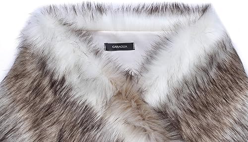 Vista 4 de Caracilia Women Luxury Faux Fur Coat Jackets Wrap Cape Shawl for Wedding Party