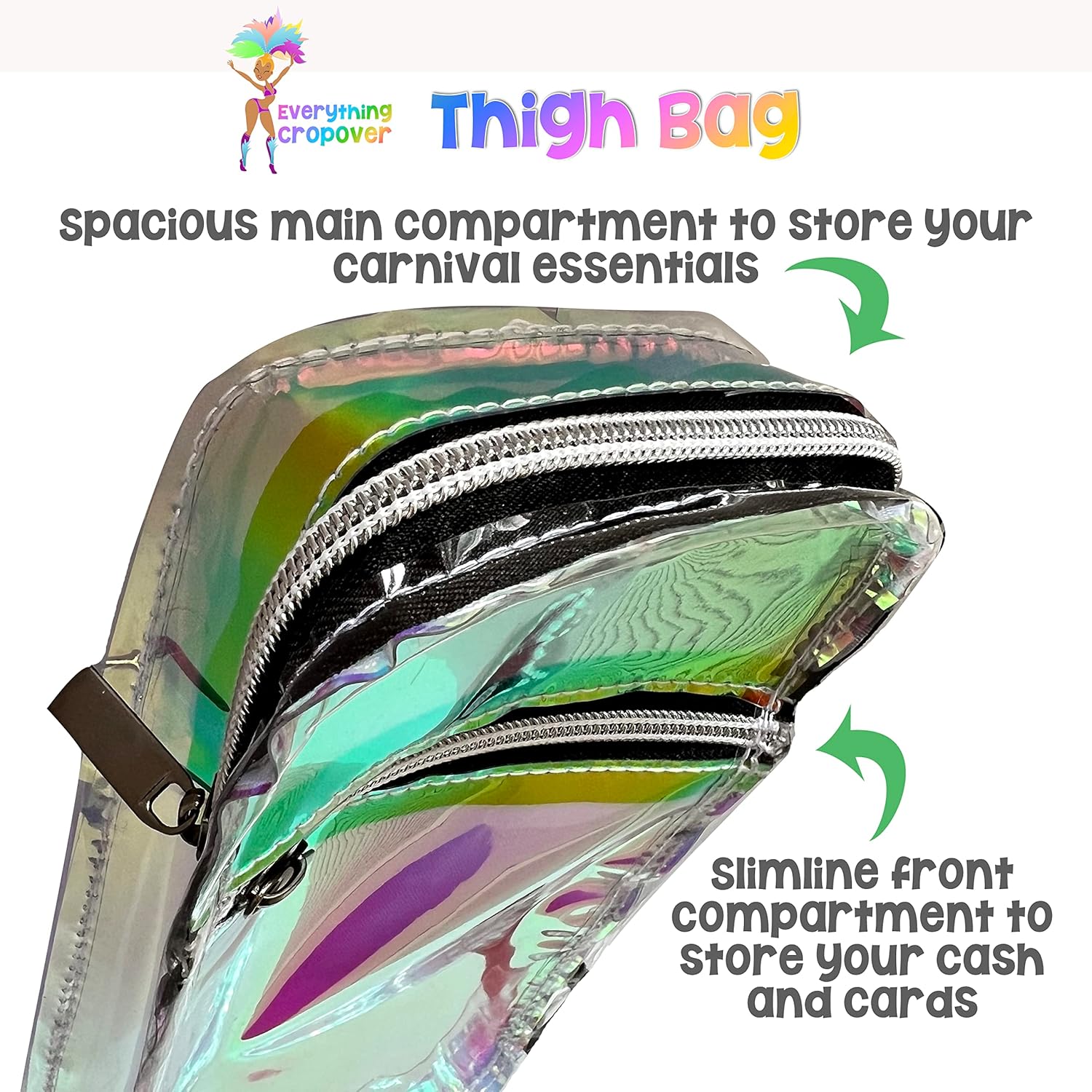 Holographic Thigh Bag | Leg Harness for Women | Outdoor Waist Pouch | Carnival Hiking Travel Fanny Pack with Extra Long Adjustable Straps | Plus Size - Image 5