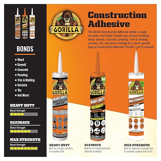 Gorilla Adhesivo de Construcción de Alta Resistencia, Blanco, 9 oz miniatura 2