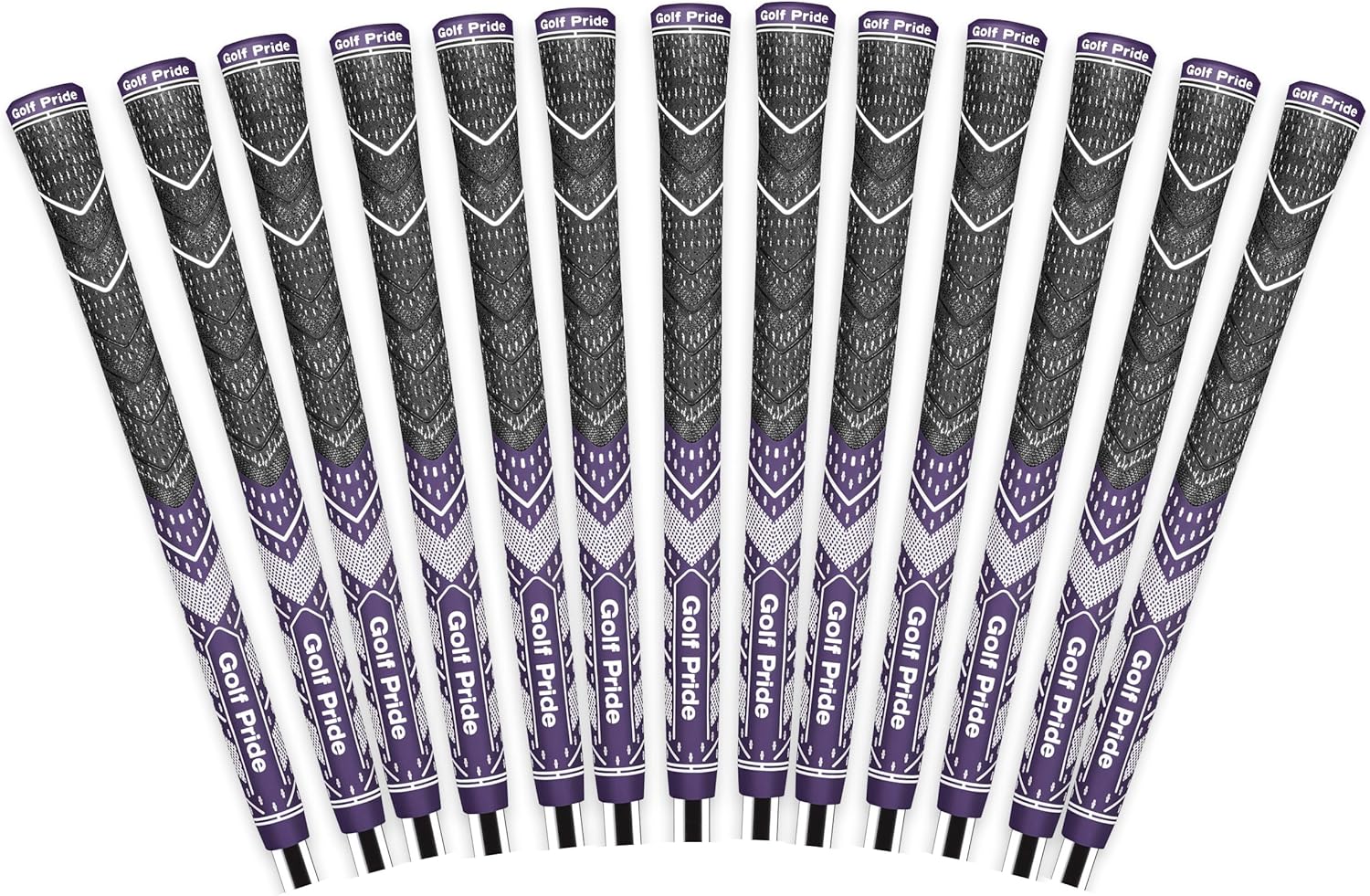 Golf Pride MCC Plus4 Golf Club Grip - All-Weather Hybrid Grip with Larger Lower Hand - Brushed Cotton Cord & Pebbled Texture - Purple/White