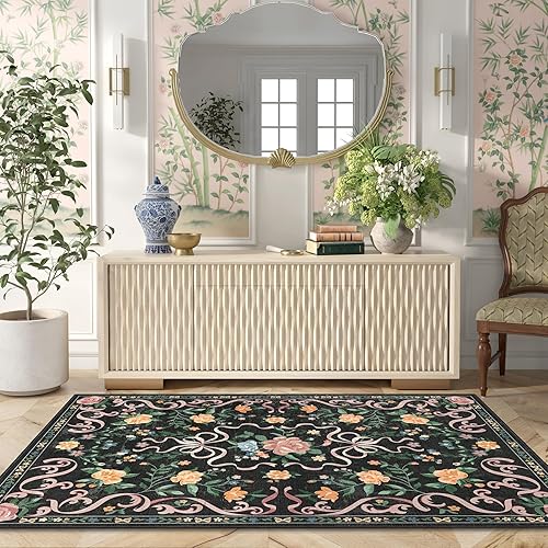 Vista 104 de Alfombras pequeñas de 2 x 3 pulgadas para entrada, alfombra bohemia verde para baño, pasillo, alfombra de cocina vintage, antideslizante, lavable