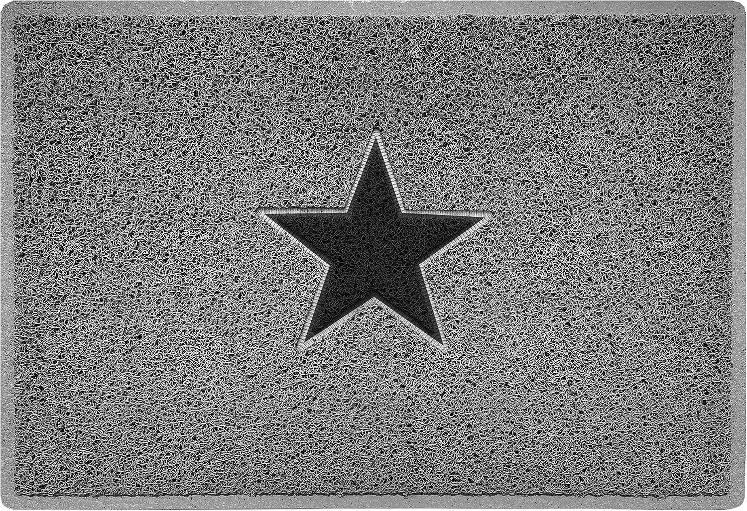 Nicoman STAR Door Mat|Entrance Barrier Dirt-Trapper Floor Mat|Patio Garden Conservatory Doormat|Indoor Outdoor Matt|Grey with Black Star